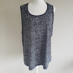 Susan Graver Liquid Knit Top Tank Black White Sleeveless Scoop Neck Size XL 1X